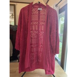 Avenue Dark Fushia Pink Women's Open Sweater Plus Size 2X (26/28)